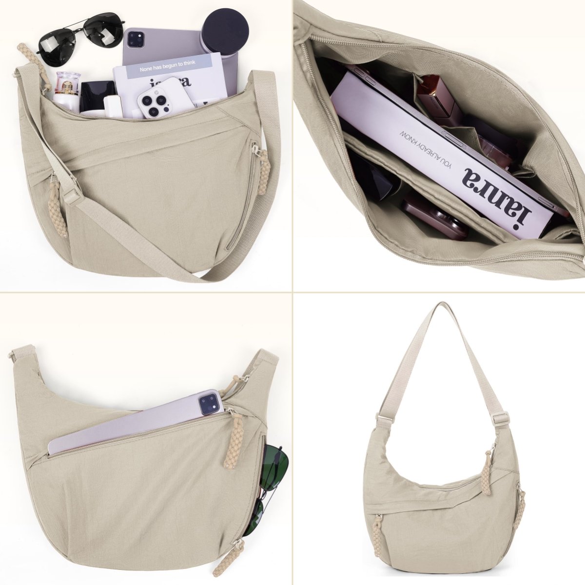 Designer Direct Sales👜Women's Fashion Plain Color Nylon Crossbody Hobo Bag