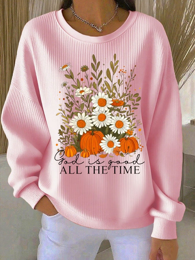 Women's Casual Autumn Faith Textured Sweatshirt