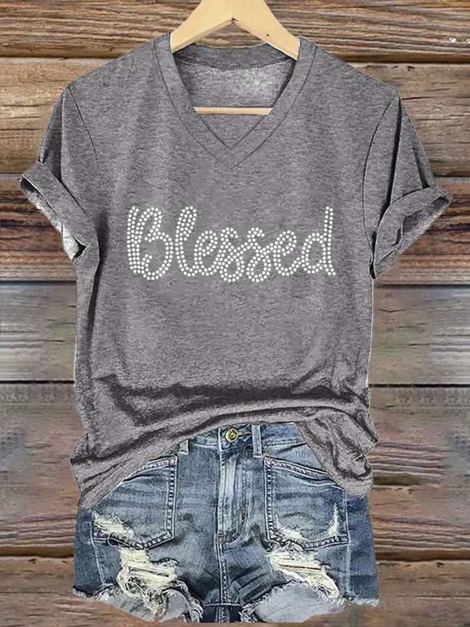 Women's Blessed Printed Casual T-shirt