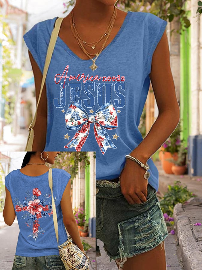 Women's America Needs Jesus Print Tank Top