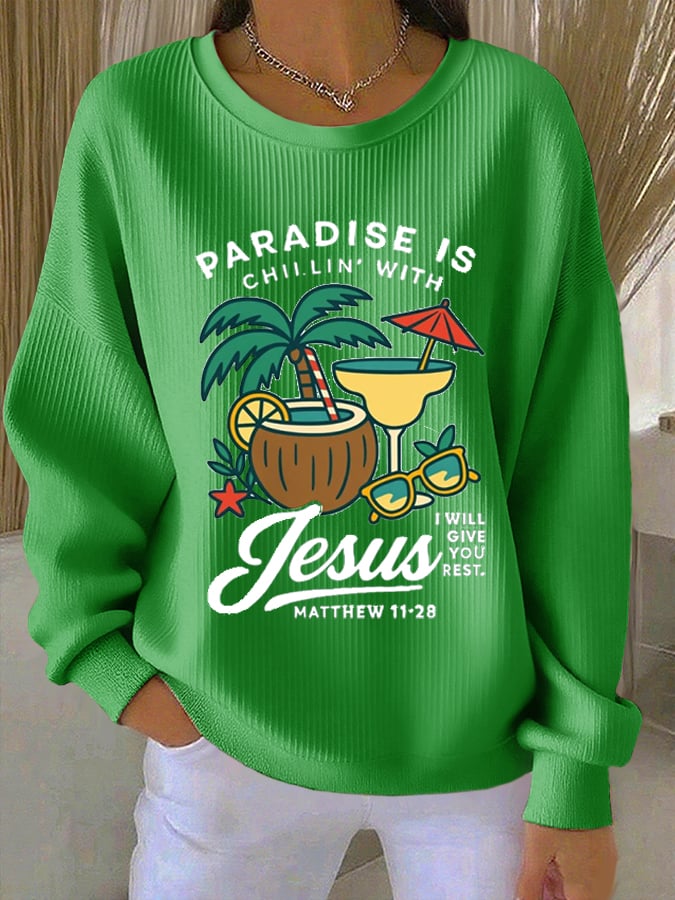 Women's Casual Faith Textured Sweatshirt
