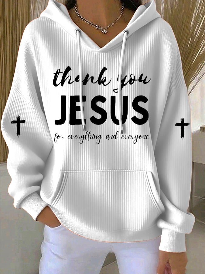 Women's Casual Vintage Faith Thank You Jesus Hoodie