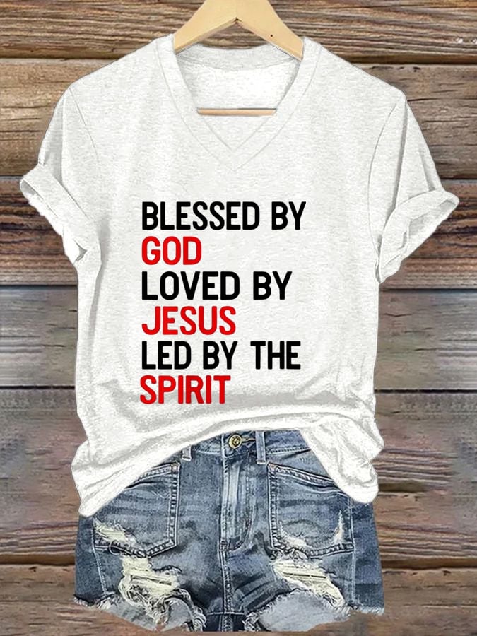 Women's Blessed by God Print T-Shirt