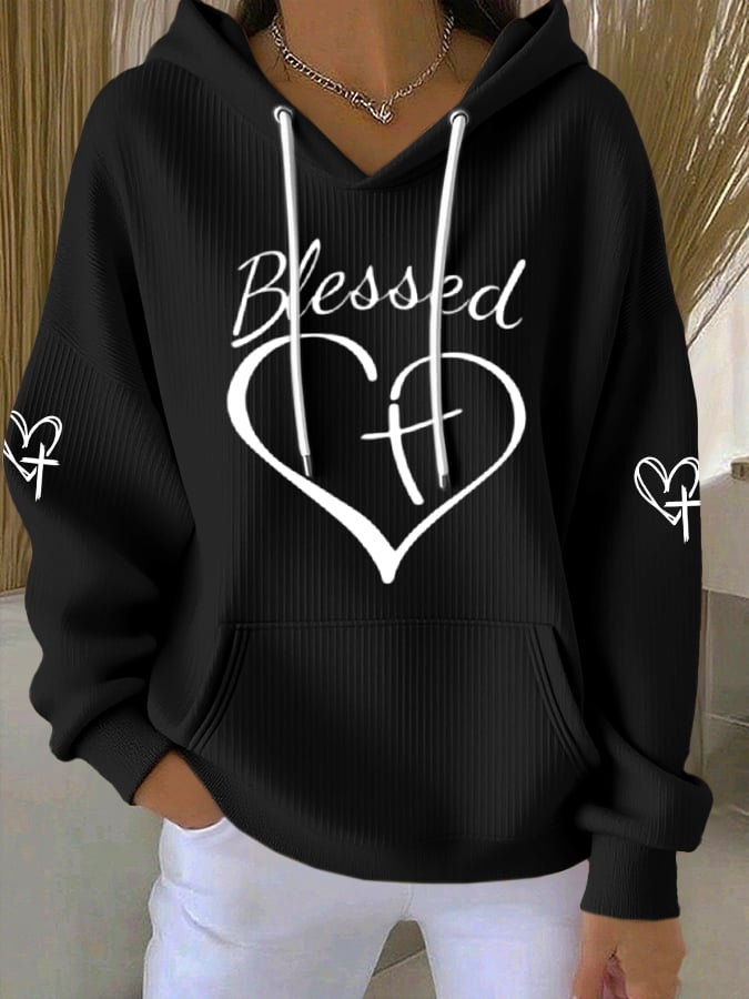 Women's Blessed Heart Print Hoodie