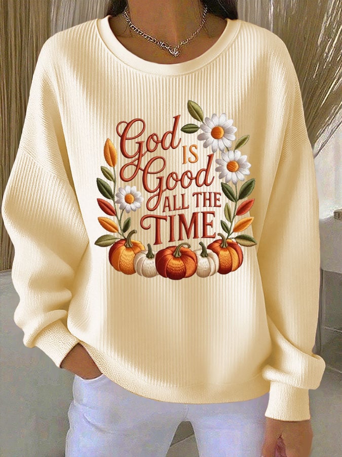 Women's Casual Autumn Faith Textured Sweatshirt