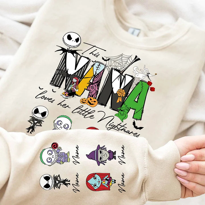 Personalized This Mama Loves Her Little Nightmares Sweatshirt, Mama Shirt With Kids Name