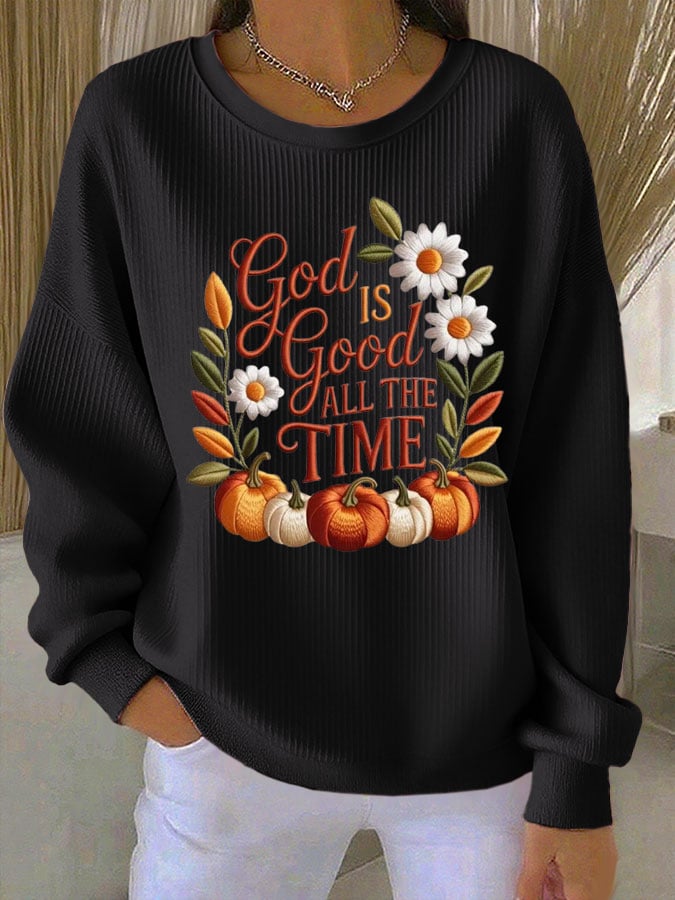 Women's Casual Autumn Faith Textured Sweatshirt