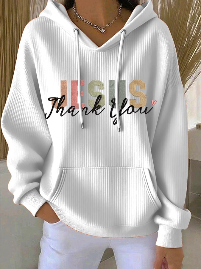 Women's Casual Vintage Faith Thank You Jesus Hoodie