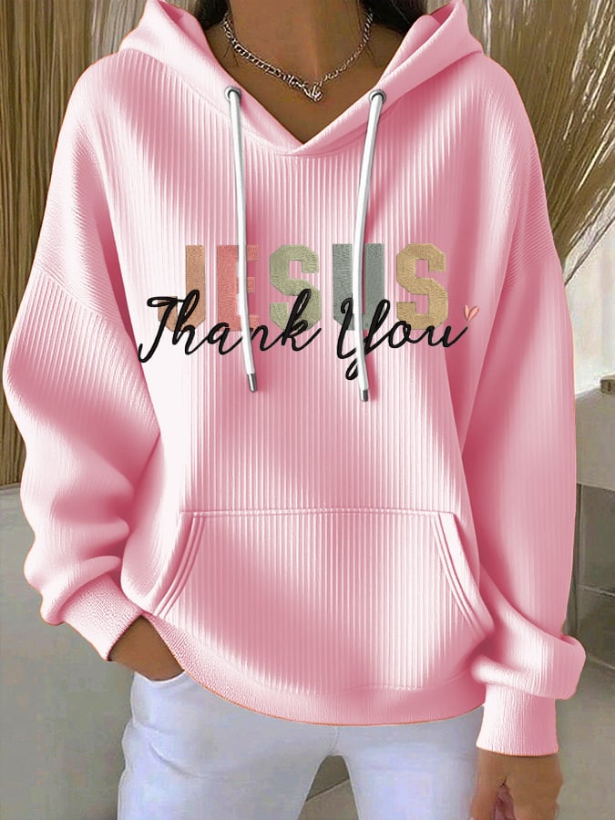 Women's Casual Vintage Faith Thank You Jesus Hoodie