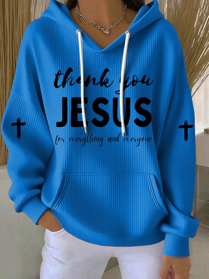 Women's Casual Vintage Faith Thank You Jesus Hoodie