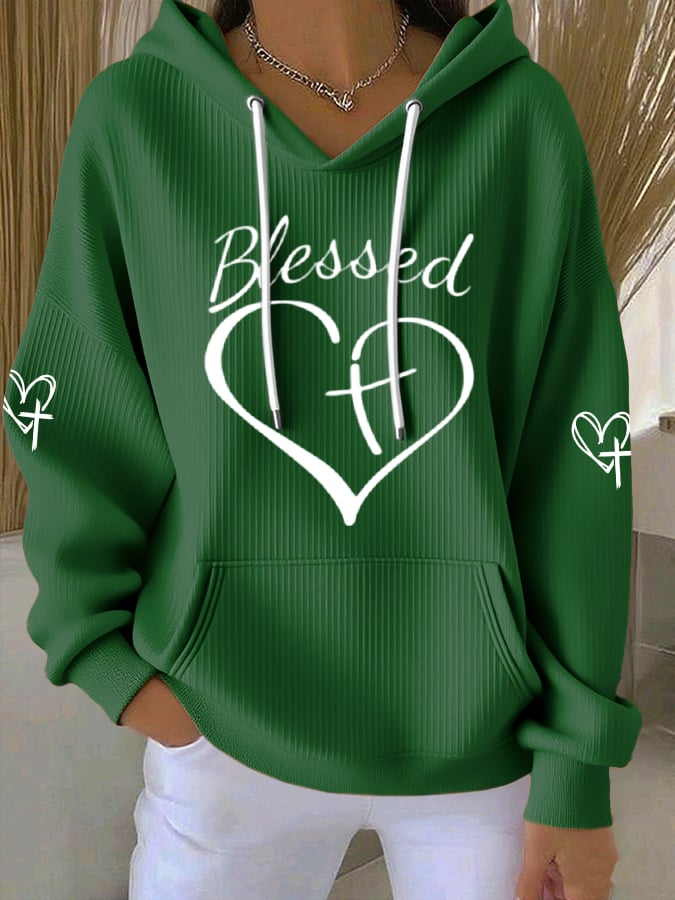 Women's Blessed Heart Print Hoodie