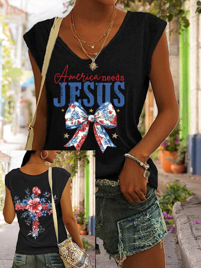 Women's America Needs Jesus Print Tank Top