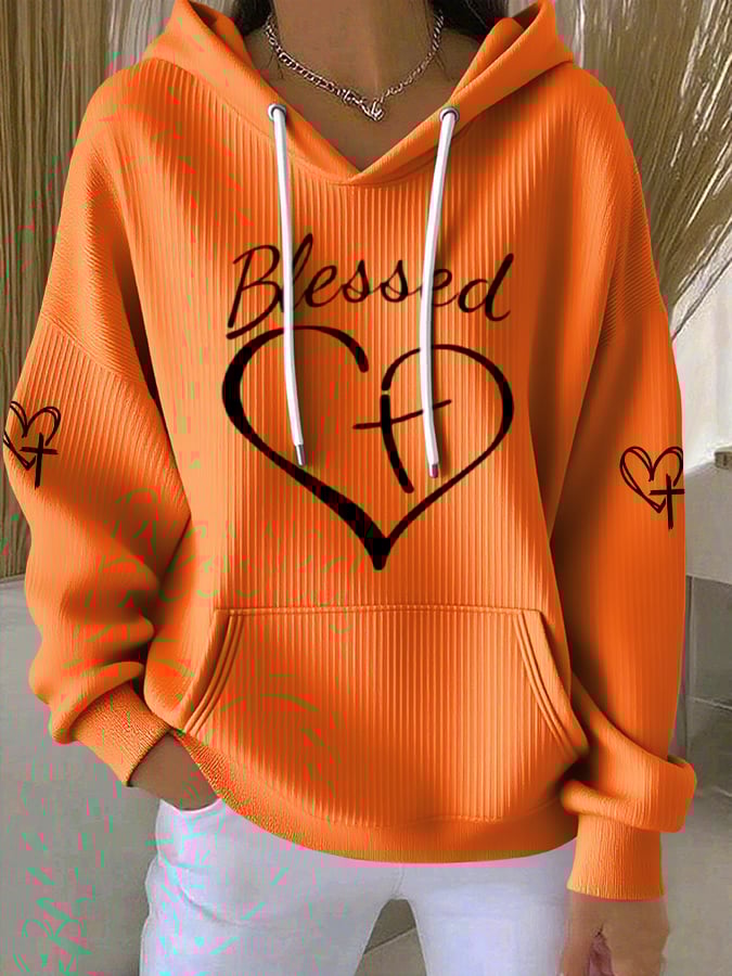 Women's Blessed Heart Print Hoodie