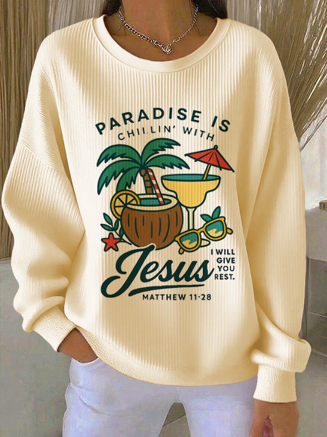 Women's Casual Faith Textured Sweatshirt