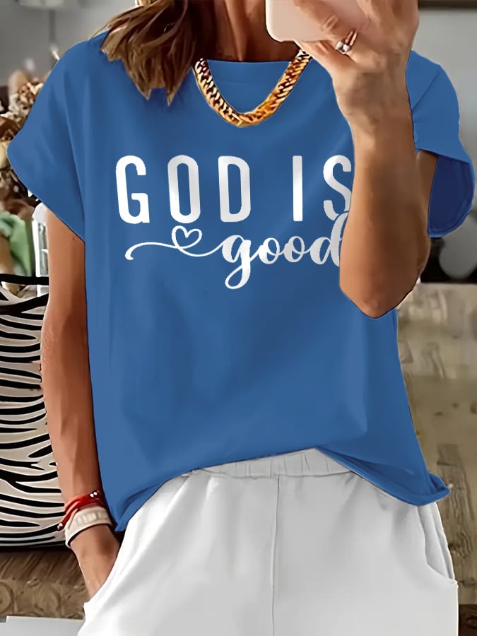 Women's Casual Retro Faith Print T-Shirt