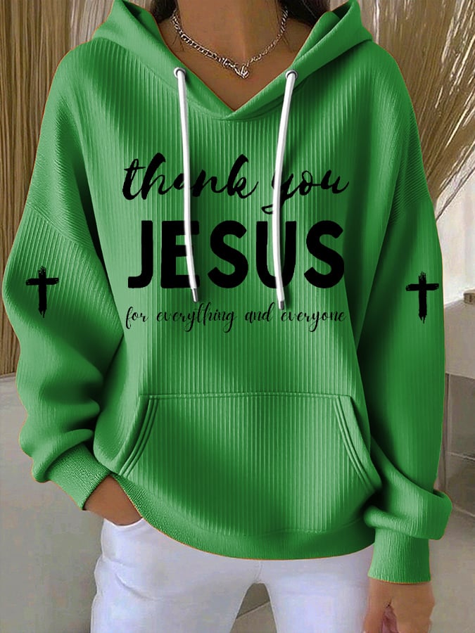 Women's Casual Vintage Faith Thank You Jesus Hoodie