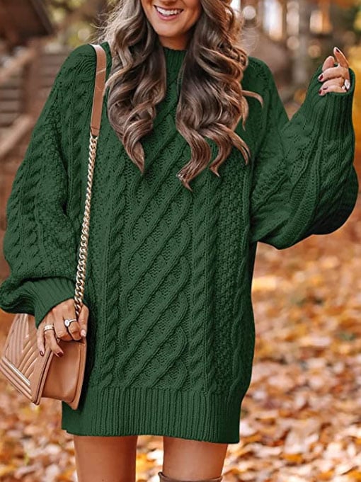 Women'S Loose Large Size Cable Knit Jumper