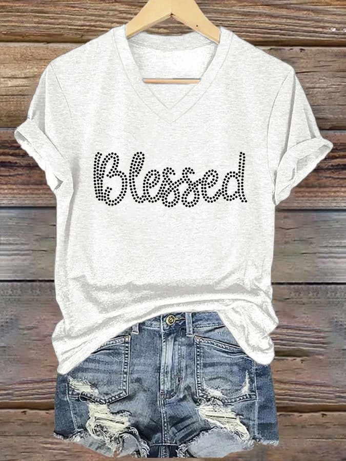 Women's Blessed Printed Casual T-shirt