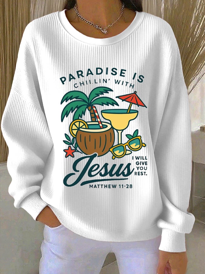 Women's Casual Faith Textured Sweatshirt
