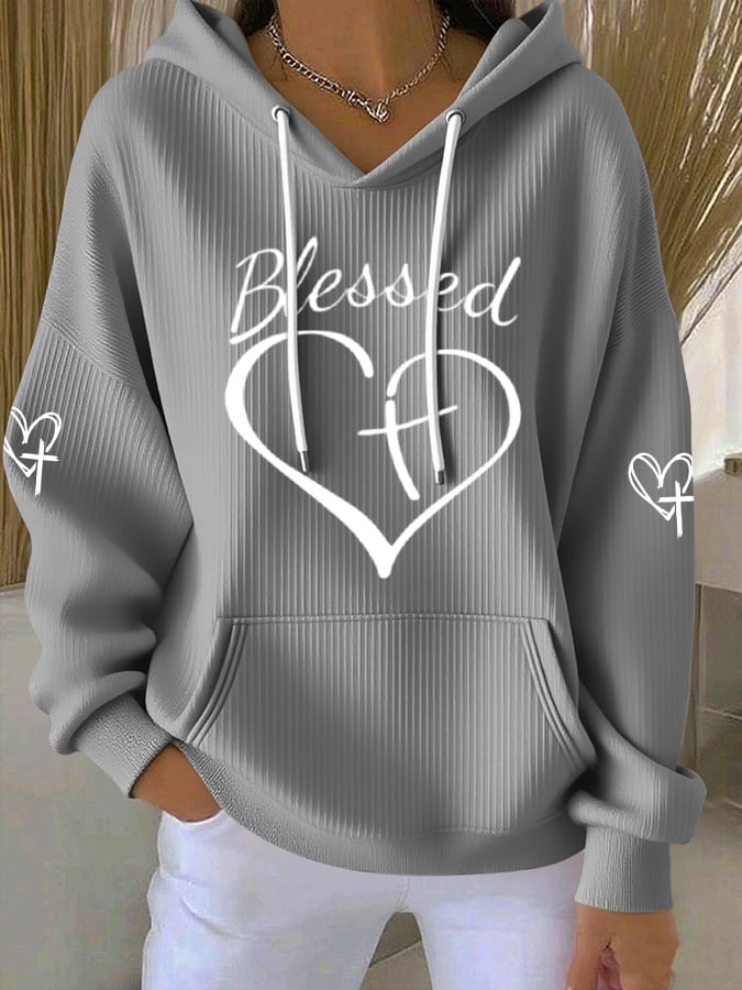 Women's Blessed Heart Print Hoodie