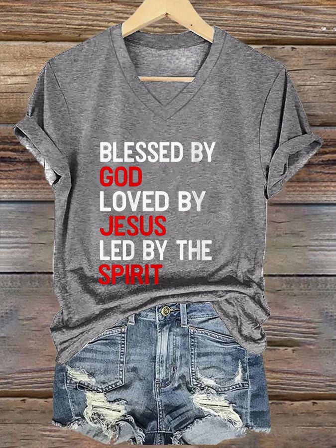 Women's Blessed by God Print T-Shirt