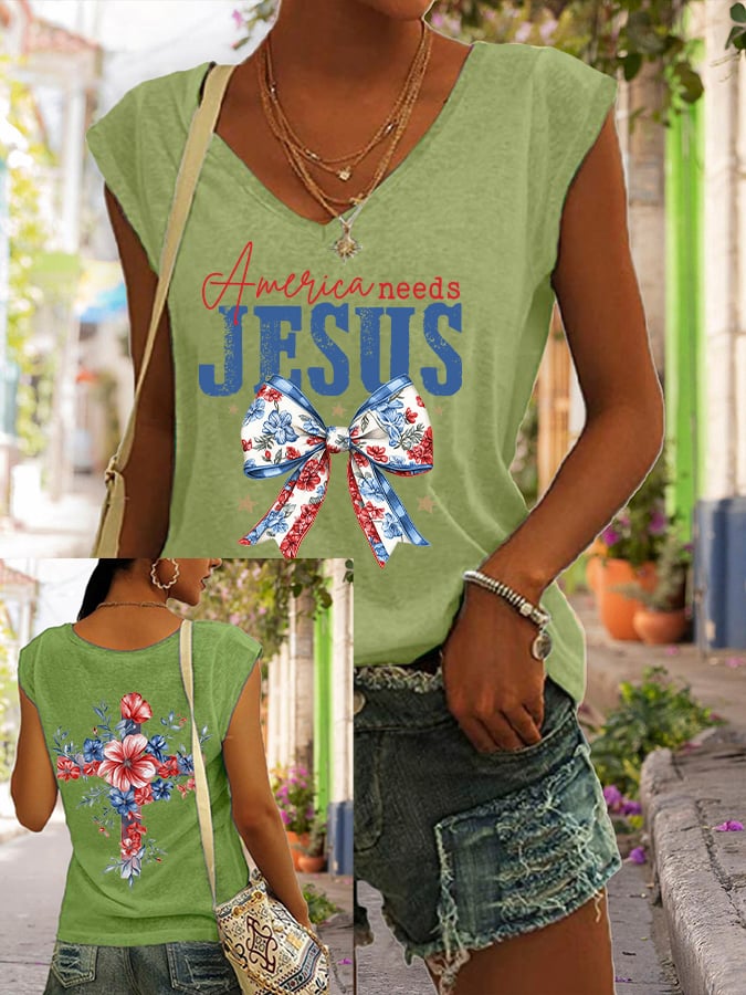 Women's America Needs Jesus Print Tank Top
