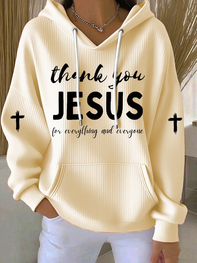 Women's Casual Vintage Faith Thank You Jesus Hoodie