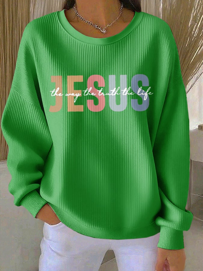Women's Casual Faith Textured Sweatshirt