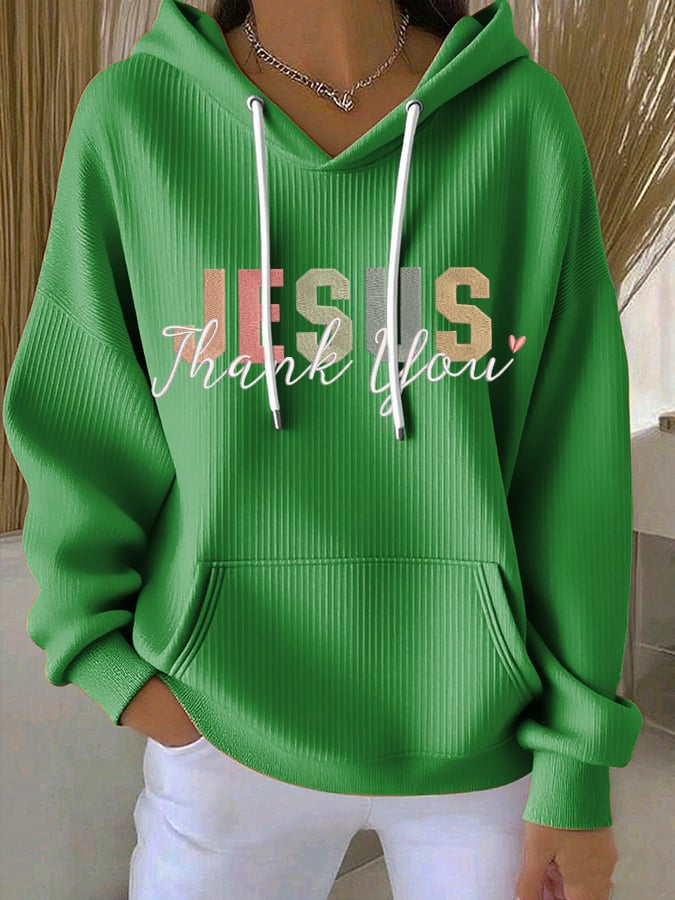 Women's Casual Vintage Faith Thank You Jesus Hoodie