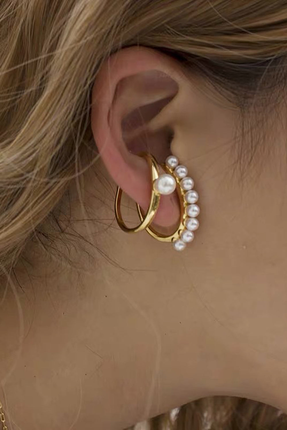Pearl Metal Earrings