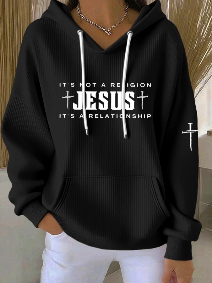 Women's Casual Faith Textured Hoodie