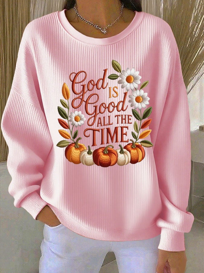 Women's Casual Autumn Faith Textured Sweatshirt