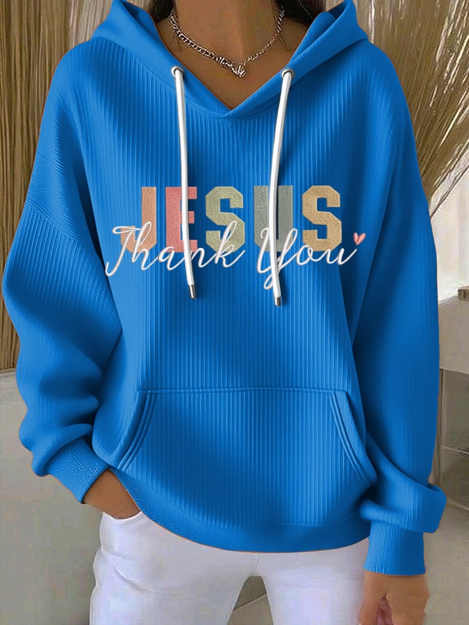 Women's Casual Vintage Faith Thank You Jesus Hoodie