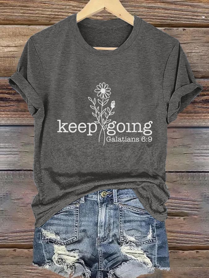 Women's Casual Christian Faith Graphic Printed Round Neck Short Sleeve T-Shirt