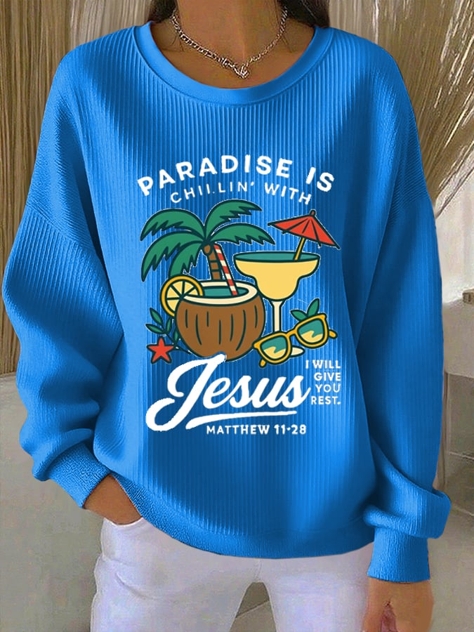 Women's Casual Faith Textured Sweatshirt
