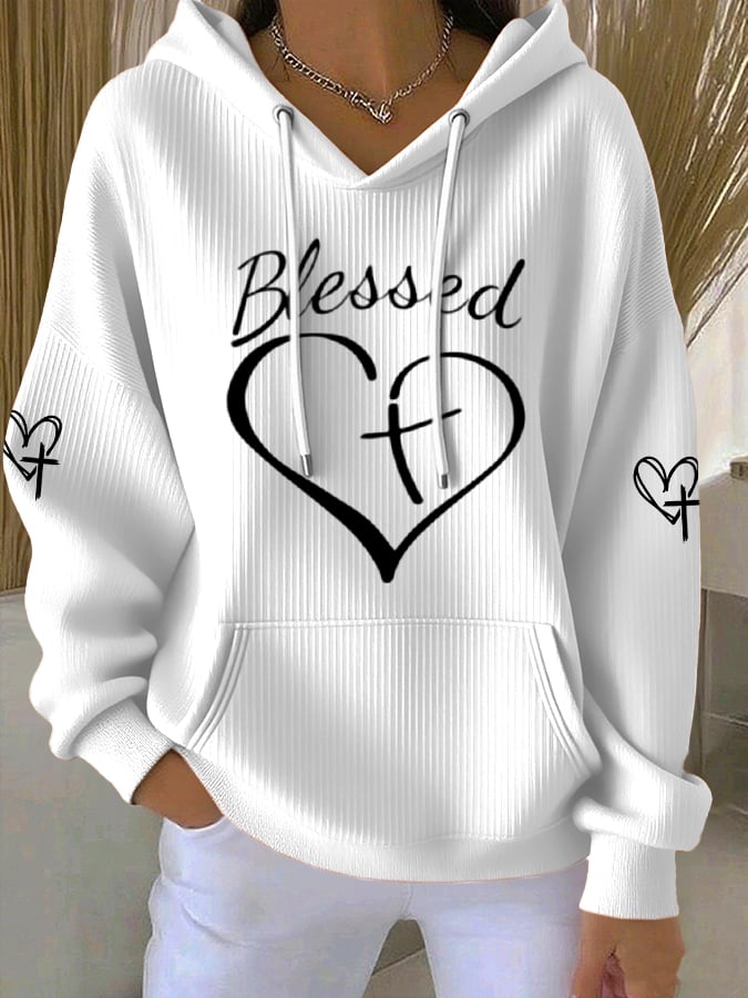 Women's Blessed Heart Print Hoodie