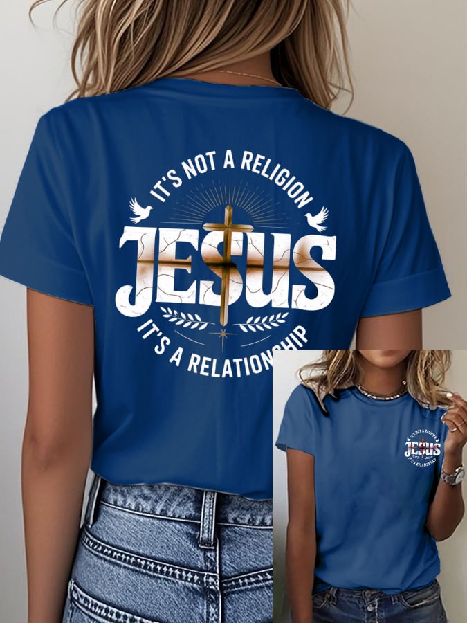 Women's Casual Retro Faith Print T-Shirt