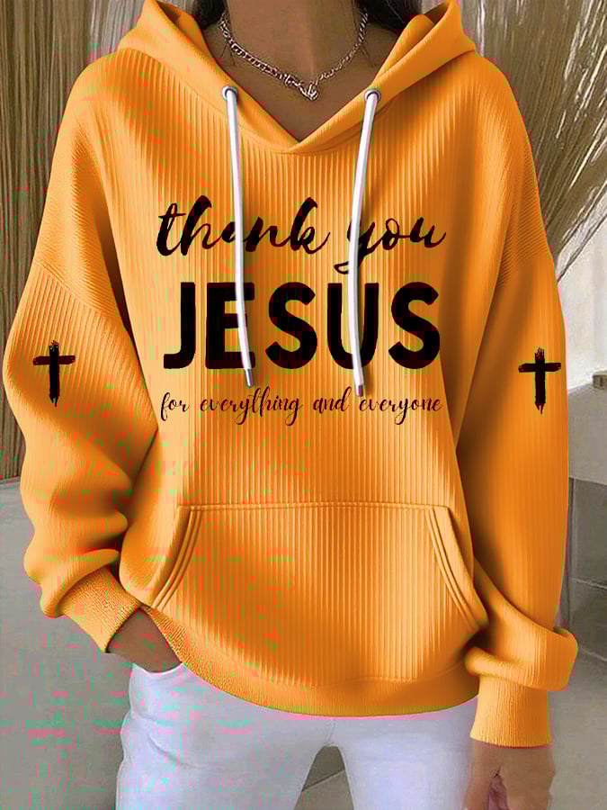 Women's Casual Vintage Faith Thank You Jesus Hoodie