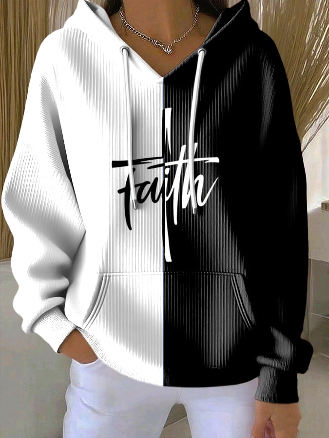 Women's Casual Faith Textured Hoodie