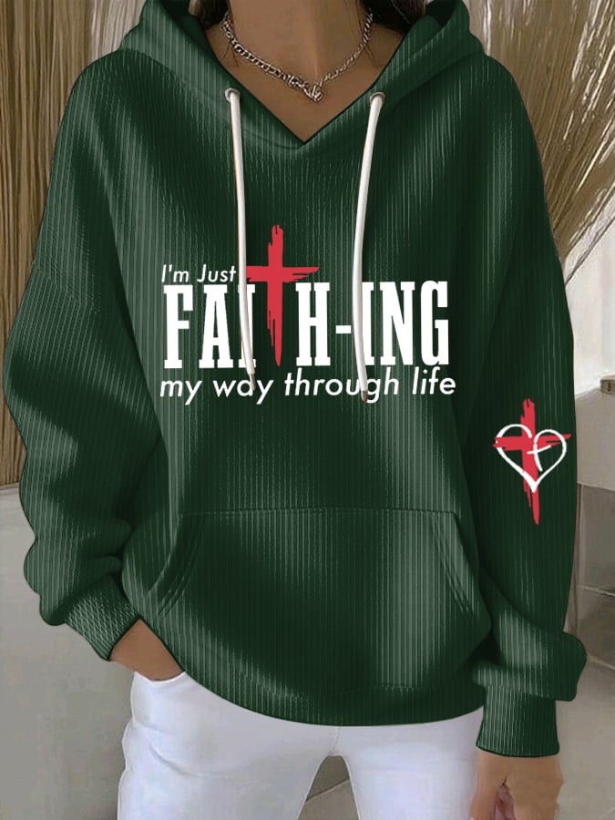 Women's I'M Just Faith-Ing My Way Through Life Sweatshirts