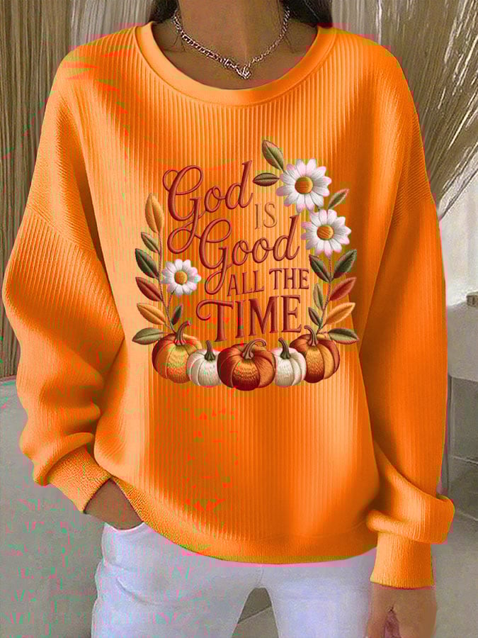 Women's Casual Autumn Faith Textured Sweatshirt