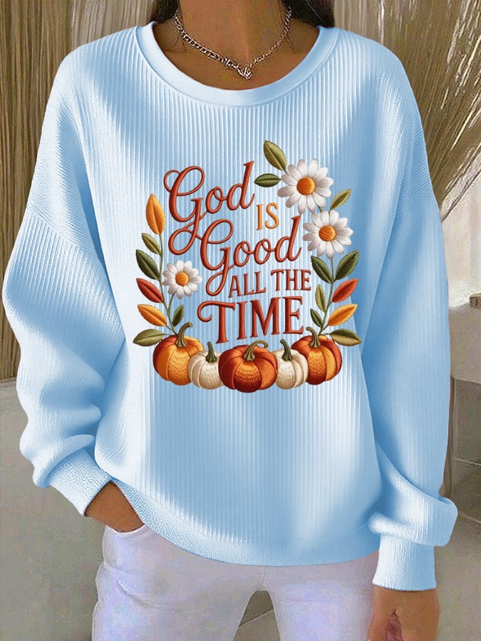 Women's Casual Autumn Faith Textured Sweatshirt