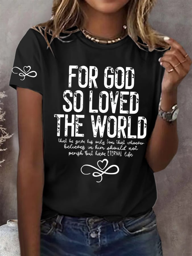 Women's God so Loved the World Printed Short-Sleeved T-Shirt