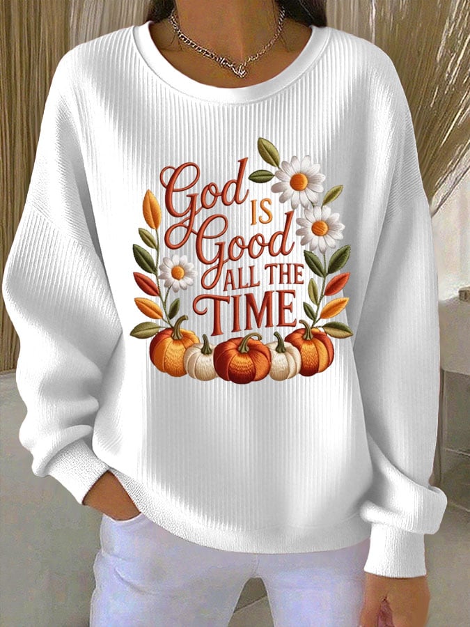 Women's Casual Autumn Faith Textured Sweatshirt