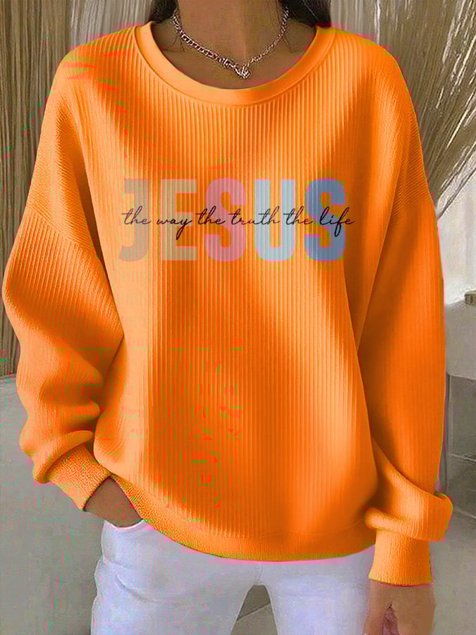 Women's Casual Faith Textured Sweatshirt