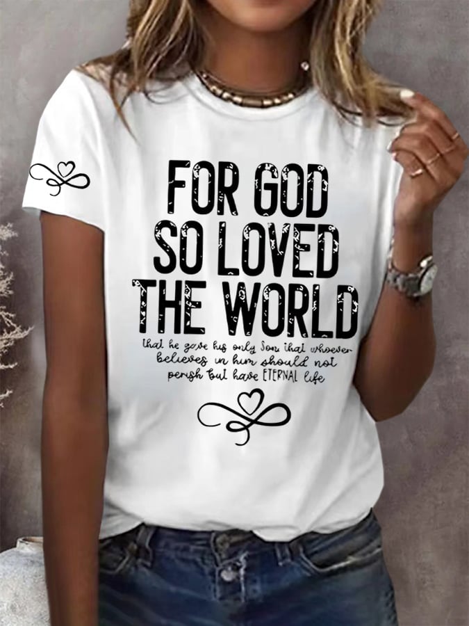Women's God so Loved the World Printed Short-Sleeved T-Shirt