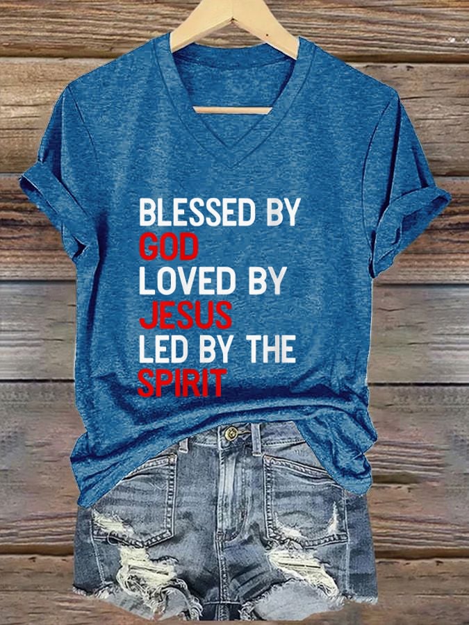 Women's Blessed by God Print T-Shirt