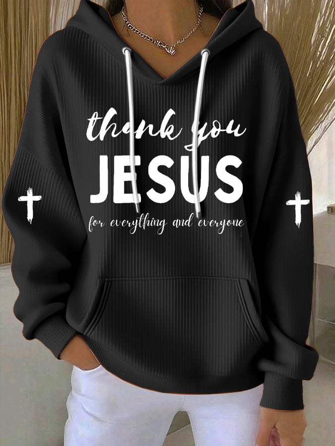 Women's Casual Vintage Faith Thank You Jesus Hoodie