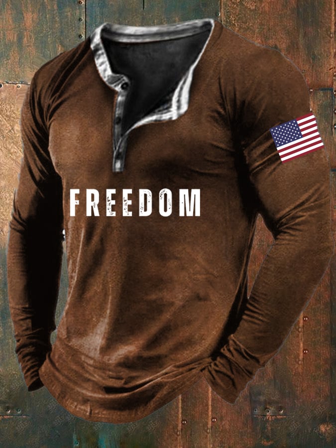 Men'S Freedom  Print Casual Top