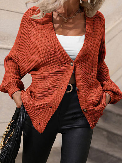 Women'S Sweater Solid Color Knitted Cardigan
